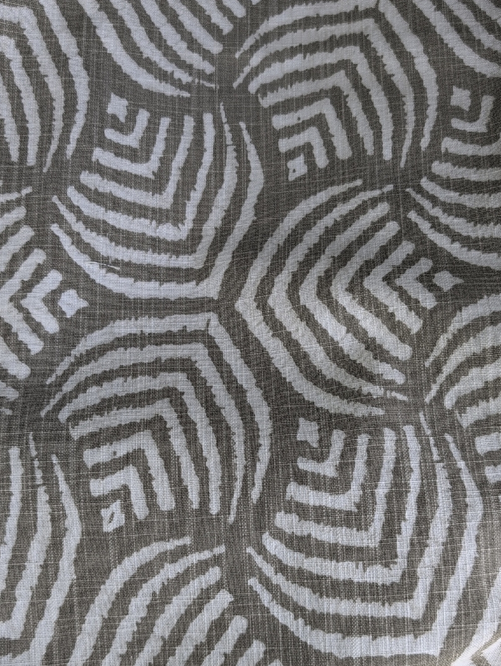 Gray & White Geometric Pattern Linen Fabric By Premier Slub White Linen Remnant